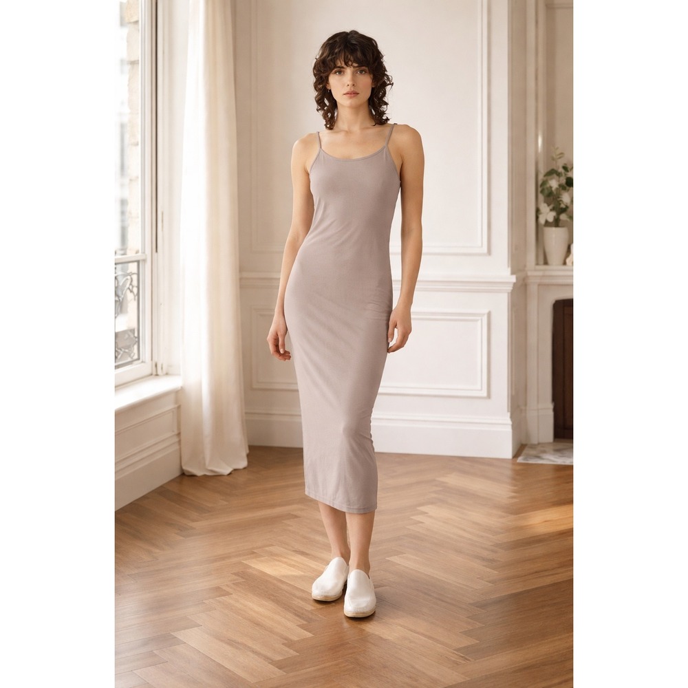 James Perse NWT Camisole Slip Dress‎ 4 (XL) gray taupe minimalist neutral midi